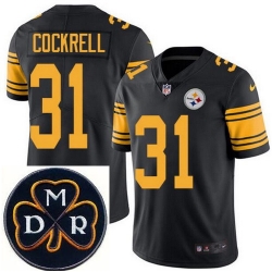 Men's Nike Pittsburgh Steelers #31 Ross Cockrell Elite Black Rush NFL MDR Dan Rooney Patch Jersey Men's Nike Pittsburgh Steelers #31 Ross Cockrell Elite Black Rush NFL MDR Dan Rooney Patch Jersey