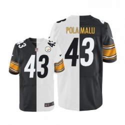 Mens Nike Pittsburgh Steelers 43 Troy Polamalu Elite BlackWhite Split Fashion NFL Jersey Mens Nike Pittsburgh Steelers 43 Troy Polamalu Elite BlackWhite Split Fashion NFL Jersey