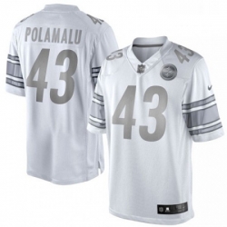 Mens Nike Pittsburgh Steelers 43 Troy Polamalu Limited White Platinum NFL Jersey Mens Nike Pittsburgh Steelers 43 Troy Polamalu Limited White Platinum NFL Jersey