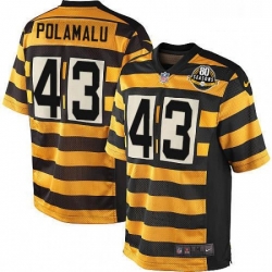 Mens Nike Pittsburgh Steelers 43 Troy Polamalu Limited YellowBlack Alternate 80TH Anniversary Throwback NFL Jersey Mens Nike Pittsburgh Steelers 43 Troy Polamalu Limited YellowBlack Alternate 80TH Anniversary Throwback NFL Jersey