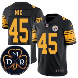 Men's Nike Pittsburgh Steelers #45 Roosevelt Nix Elite Black Rush NFL MDR Dan Rooney Patch Jersey Men's Nike Pittsburgh Steelers #45 Roosevelt Nix Elite Black Rush NFL MDR Dan Rooney Patch Jersey