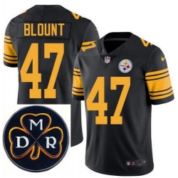 Men's Nike Pittsburgh Steelers #47 Mel Blount Elite Black Rush NFL MDR Dan Rooney Patch Jersey Men's Nike Pittsburgh Steelers #47 Mel Blount Elite Black Rush NFL MDR Dan Rooney Patch Jersey