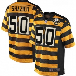 Mens Nike Pittsburgh Steelers 50 Ryan Shazier Game YellowBlack Alternate 80TH Anniversary Throwback NFL Jersey Mens Nike Pittsburgh Steelers 50 Ryan Shazier Game YellowBlack Alternate 80TH Anniversary Throwback NFL Jersey