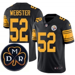 Men's Nike Pittsburgh Steelers #52 Mike Webster Elite Black Rush NFL MDR Dan Rooney Patch Jersey Men's Nike Pittsburgh Steelers #52 Mike Webster Elite Black Rush NFL MDR Dan Rooney Patch Jersey