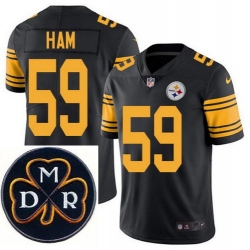Men's Nike Pittsburgh Steelers #59 Jack Ham Elite Black Rush NFL MDR Dan Rooney Patch Jersey Men's Nike Pittsburgh Steelers #59 Jack Ham Elite Black Rush NFL MDR Dan Rooney Patch Jersey