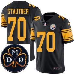 Men's Nike Pittsburgh Steelers #70 Ernie Stautner Elite Black Rush NFL MDR Dan Rooney Patch Jersey Men's Nike Pittsburgh Steelers #70 Ernie Stautner Elite Black Rush NFL MDR Dan Rooney Patch Jersey