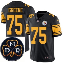 Men's Nike Pittsburgh Steelers #75 Joe Greene Elite Black Rush NFL MDR Dan Rooney Patch Jersey Men's Nike Pittsburgh Steelers #75 Joe Greene Elite Black Rush NFL MDR Dan Rooney Patch Jersey