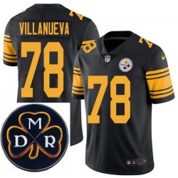 Men's Nike Pittsburgh Steelers #78 Alejandro Villanueva Elite Black Rush NFL MDR Dan Rooney Patch Jersey Men's Nike Pittsburgh Steelers #78 Alejandro Villanueva Elite Black Rush NFL MDR Dan Rooney Patch Jersey