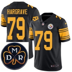 Men's Nike Pittsburgh Steelers #79 Javon Hargrave Elite Black Rush NFL MDR Dan Rooney Patch Jersey Men's Nike Pittsburgh Steelers #79 Javon Hargrave Elite Black Rush NFL MDR Dan Rooney Patch Jersey