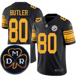 Men's Nike Pittsburgh Steelers #80 Jack Butler Elite Black Rush NFL MDR Dan Rooney Patch Jersey Men's Nike Pittsburgh Steelers #80 Jack Butler Elite Black Rush NFL MDR Dan Rooney Patch Jersey