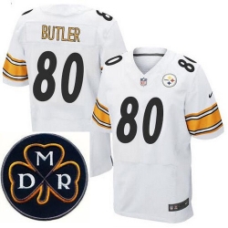 Men's Nike Pittsburgh Steelers #80 Jack Butler Elite White NFL MDR Dan Rooney Patch Jersey Men's Nike Pittsburgh Steelers #80 Jack Butler Elite White NFL MDR Dan Rooney Patch Jersey