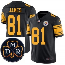 Men's Nike Pittsburgh Steelers #81 Jesse James Elite Black Rush NFL MDR Dan Rooney Patch Jersey Men's Nike Pittsburgh Steelers #81 Jesse James Elite Black Rush NFL MDR Dan Rooney Patch Jersey