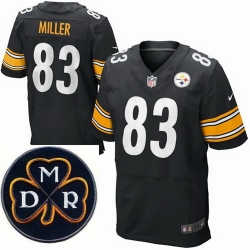 Men's Nike Pittsburgh Steelers #83 Heath Miller Black Stitched NFL Elite MDR Dan Rooney Patch Jersey Men's Nike Pittsburgh Steelers #83 Heath Miller Black Stitched NFL Elite MDR Dan Rooney Patch Jersey
