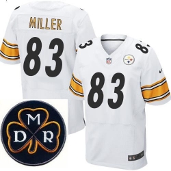 Men's Nike Pittsburgh Steelers #83 Heath Miller White Stitched NFL Elite MDR Dan Rooney Patch Jersey Men's Nike Pittsburgh Steelers #83 Heath Miller White Stitched NFL Elite MDR Dan Rooney Patch Jersey