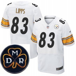 Men's Nike Pittsburgh Steelers #83 Louis Lipps Elite White NFL MDR Dan Rooney Patch Jersey Men's Nike Pittsburgh Steelers #83 Louis Lipps Elite White NFL MDR Dan Rooney Patch Jersey