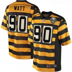 Mens Nike Pittsburgh Steelers 90 T J Watt Limited YellowBlack Alternate 80TH Anniversary Throwback NFL Jersey Mens Nike Pittsburgh Steelers 90 T J Watt Limited YellowBlack Alternate 80TH Anniversary Throwback NFL Jersey