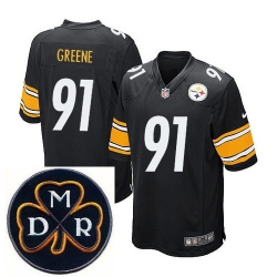 Men's Nike Pittsburgh Steelers #91 Kevin Greene Black Stitched NFL Elite MDR Dan Rooney Patch Jersey Men's Nike Pittsburgh Steelers #91 Kevin Greene Black Stitched NFL Elite MDR Dan Rooney Patch Jersey