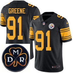 Men's Nike Pittsburgh Steelers #91 Kevin Greene Elite Black Rush NFL MDR Dan Rooney Patch Jersey Men's Nike Pittsburgh Steelers #91 Kevin Greene Elite Black Rush NFL MDR Dan Rooney Patch Jersey