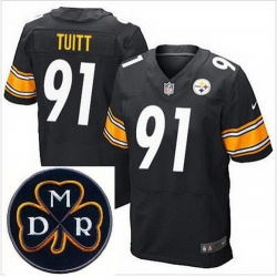 Men's Nike Pittsburgh Steelers #91 Stephon Tuitt Black Team Color Stitched NFL Elite MDR Dan Rooney Patch Jersey Men's Nike Pittsburgh Steelers #91 Stephon Tuitt Black Team Color Stitched NFL Elite MDR Dan Rooney Patch Jersey