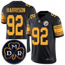Men's Nike Pittsburgh Steelers #92 James Harrison Elite Black Rush NFL MDR Dan Rooney Patch Jersey Men's Nike Pittsburgh Steelers #92 James Harrison Elite Black Rush NFL MDR Dan Rooney Patch Jersey