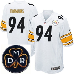 Men's Nike Pittsburgh Steelers #94 Lawrence Timmons White Stitched NFL Elite MDR Dan Rooney Patch Jersey Men's Nike Pittsburgh Steelers #94 Lawrence Timmons White Stitched NFL Elite MDR Dan Rooney Patch Jersey