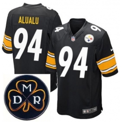 Men's Nike Pittsburgh Steelers #94 Tyson Alualu Black NFL Elite MDR Dan Rooney Patch Jersey Men's Nike Pittsburgh Steelers #94 Tyson Alualu Black NFL Elite MDR Dan Rooney Patch Jersey