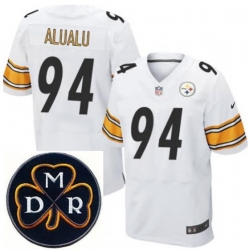 Men's Nike Pittsburgh Steelers #94 Tyson Alualu White NFL Elite MDR Dan Rooney Patch Jersey Men's Nike Pittsburgh Steelers #94 Tyson Alualu White NFL Elite MDR Dan Rooney Patch Jersey