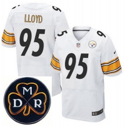 Men's Nike Pittsburgh Steelers #95 Greg Lloyd Elite White NFL MDR Dan Rooney Patch Jersey Men's Nike Pittsburgh Steelers #95 Greg Lloyd Elite White NFL MDR Dan Rooney Patch Jersey