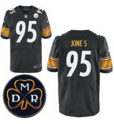 Men's Nike Pittsburgh Steelers #95 Jarvis Jones Black NFL Elite MDR Dan Rooney Patch Jersey