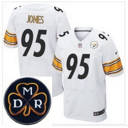 Men's Nike Pittsburgh Steelers #95 Jarvis Jones White NFL Elite MDR Dan Rooney Patch Jersey Men's Nike Pittsburgh Steelers #95 Jarvis Jones White NFL Elite MDR Dan Rooney Patch Jersey