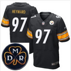 Men's Nike Pittsburgh Steelers #97 Cameron Heyward Black Team Color Stitched NFL Elite MDR Dan Rooney Patch Jersey Men's Nike Pittsburgh Steelers #97 Cameron Heyward Black Team Color Stitched NFL Elite MDR Dan Rooney Patch Jersey