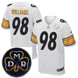 Men's Nike Pittsburgh Steelers #98 Vince Williams Elite White Rush NFL MDR Dan Rooney Patch Jersey Men's Nike Pittsburgh Steelers #98 Vince Williams Elite White Rush NFL MDR Dan Rooney Patch Jersey