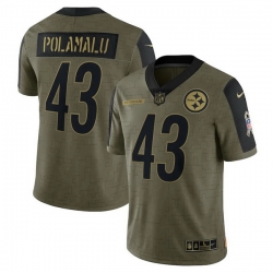 Men's Pittsburgh Steelers Troy Polamalu Nike Olive 2021 Salute To Service Retired Player Limited Jersey Men's Pittsburgh Steelers Troy Polamalu Nike Olive 2021 Salute To Service Retired Player Limited Jersey
