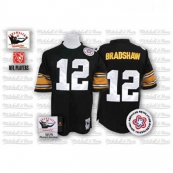 Mitchell And Ness Pittsburgh Steelers 12 Terry Bradshaw Black Team Color Authentic Throwback NFL Jersey Mitchell And Ness Pittsburgh Steelers 12 Terry Bradshaw Black Team Color Authentic Throwback NFL Jersey