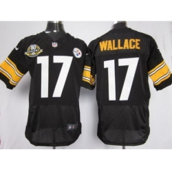 Nike Pittsburgh Steelers 17 Mike Wallace Black Elite W 80 Anniversary Patch NFL Jersey Nike Pittsburgh Steelers 17 Mike Wallace Black Elite W 80 Anniversary Patch NFL Jersey