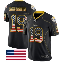 Nike Steelers #19 JuJu Smith Schuster Black Mens Stitched NFL Limited Rush USA Flag Jersey Nike Steelers #19 JuJu Smith Schuster Black Mens Stitched NFL Limited Rush USA Flag Jersey