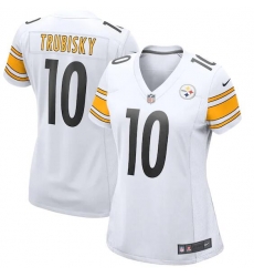 Womens Nike Pittsburgh Steelers Mitchell Trubisky #10 white Stitched Vapor Limited Jersey