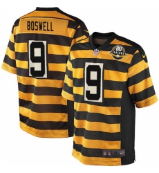 Youth Nike Pittsburgh Steelers #9 Chris Boswell Elite Yellow Black Alternate 80TH Anniversary Throwback NFL Jersey