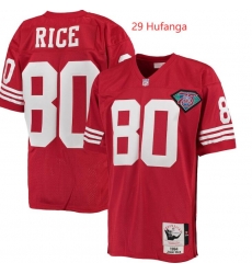 Men 49ers #29 Hufanga M&N Red Throwback Stitched Jersey