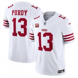 Men San Francisco 49ers 13 Brock Purdy White 2024 F U S E  With 2 Star C Patch Vapor Untouchable Limited Stitched Football Jersey