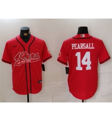 Men San Francisco 49ers 14 Ricky Pearsall Red With Patch Cool Base Stitched Baseball Jerseys