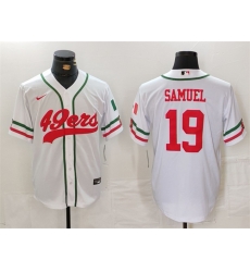 Men San Francisco 49ers 19 Deebo Samuel White With Patch Cool Base Stitched Baseball Jersey