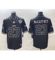 Men San Francisco 49ers 23 Christian McCaffrey Black With 75th Anniversary Patch Stitched Jersey