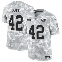 Men San Francisco 49ers 42 Ronnie Lott 2024 F U S E Arctic Camo Salute To Service Limited Stitched Football Jersey