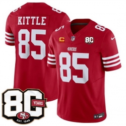 Men San Francisco 49ers  85 George kittle Red 80th Anniversary Patch And 4 Star C Patch 2026 F U S E  Vapor Untouchabl2026 F U S E  Vapor Untouchable Limit