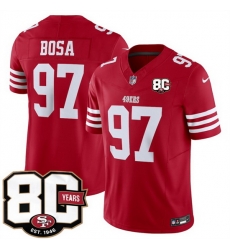 Men San Francisco 49ers  97 Nick Bosa Red 80th Anniversary Patch 2026 F U S E  Vapor Untouchabl2026 F U S E  Vapor Untouchable Limited Stitched Football Je