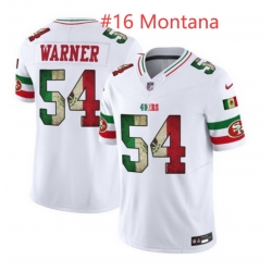 Men San Francisco 49ers Joe Montana #16 White 2025 F U S E Mexico Vapor Limited Stitched Football Jersey
