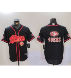 Men San Francisco 49ers Team Big Logo Black With Patch Cool Base Stitched Baseball Jersey 5