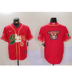 Men San Francisco 49ers Team Big Logo Red With Patch Cool Base Stitched Baseball Jersey 6