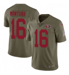 Mens Nike San Francisco 49ers 16 Joe Montana Limited Olive 2017 Salute to Service NFL Jersey